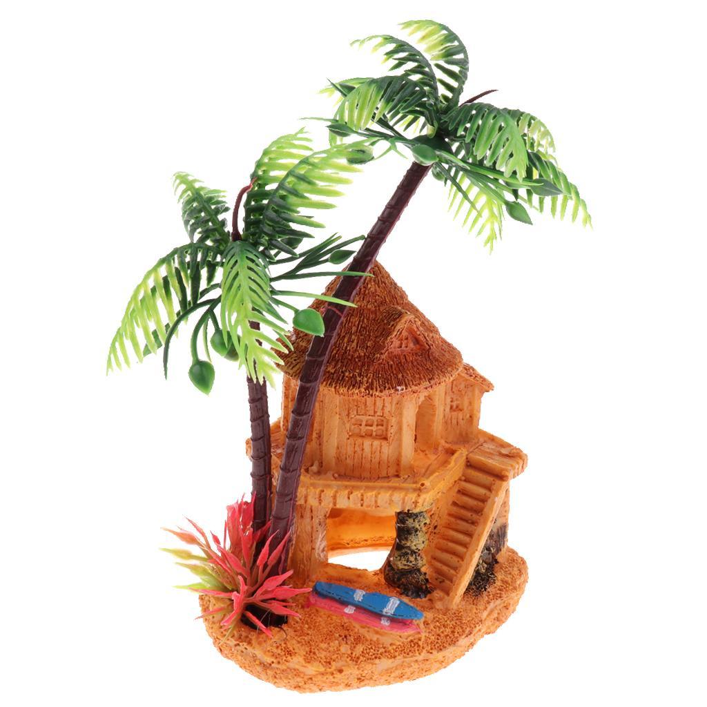 Aquarium Fish Cave - Artificial Coconut Tree Hidden Hut Cave