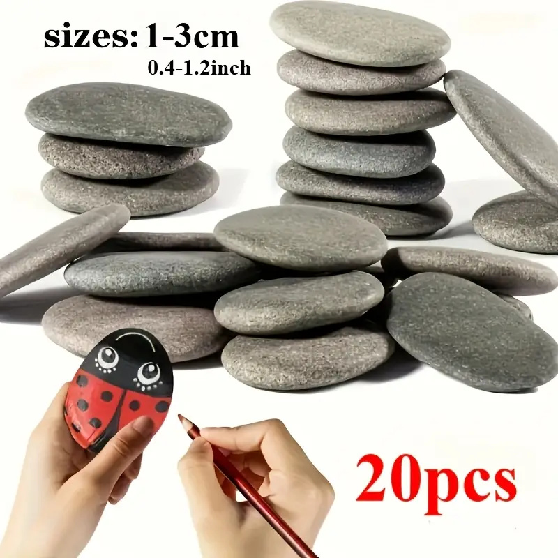 Aquarium Decoration Rock - 20Pcs Natural River Rocks Smooth Flat