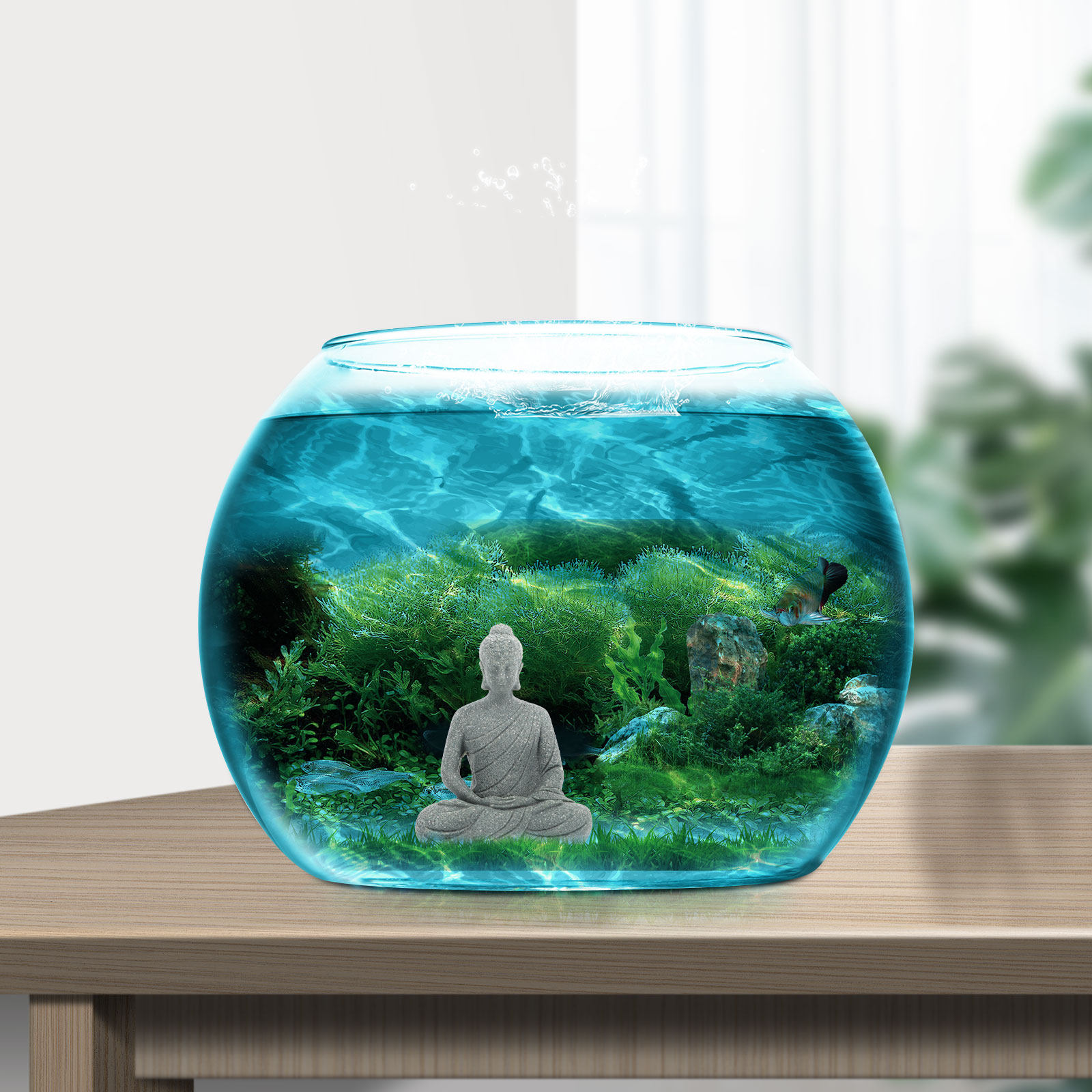 Mini Buddha Statue Resin Aquar - Aquarium Fishes 评论和价格