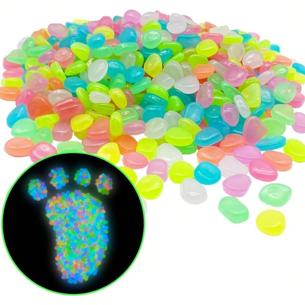 500 PCS Multi-Color Glow Pebbl - Aquarium Decoration Rock 评论和价格