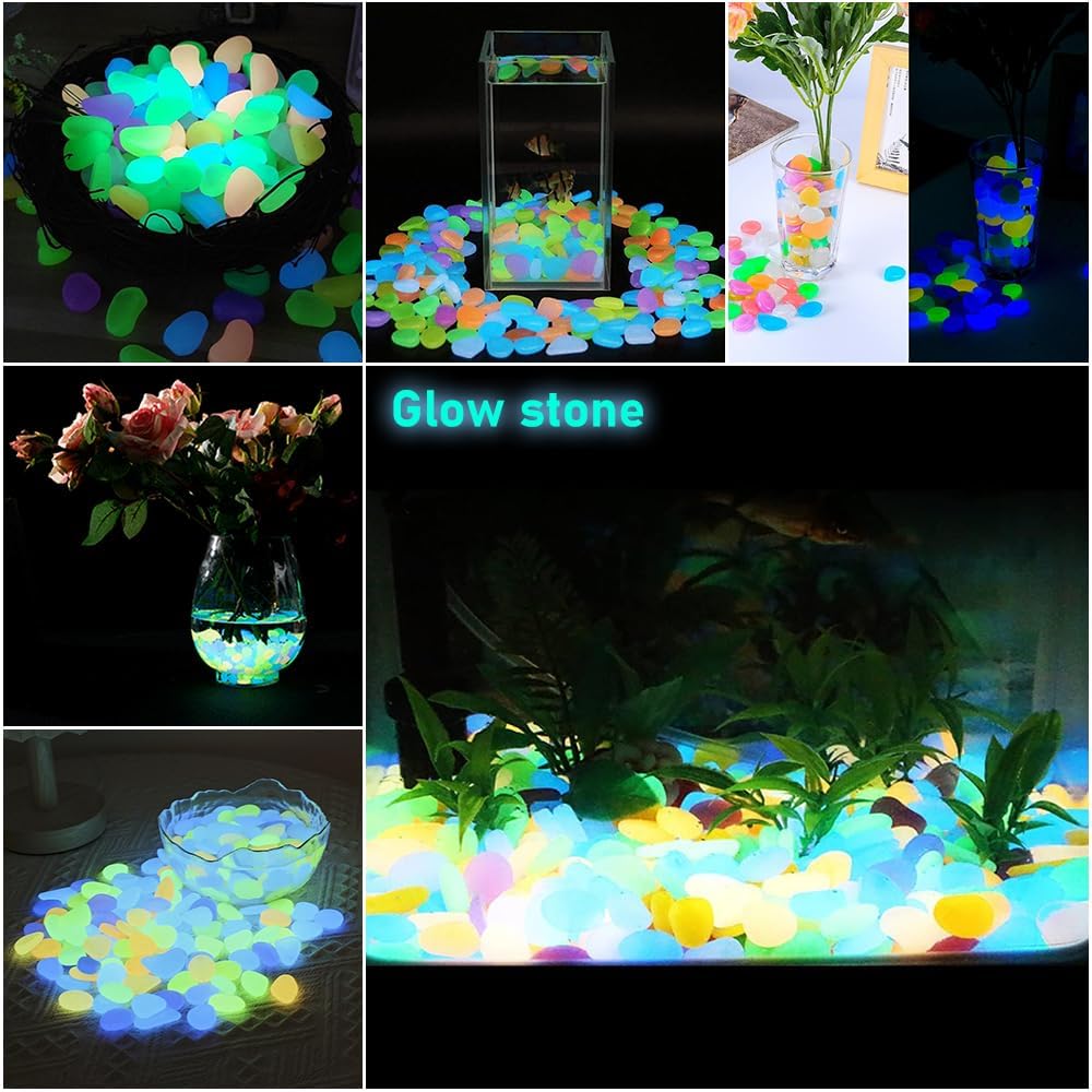 500 PCS Multi-Color Glow Pebbl - Aquarium Decoration Rock 评论和价格