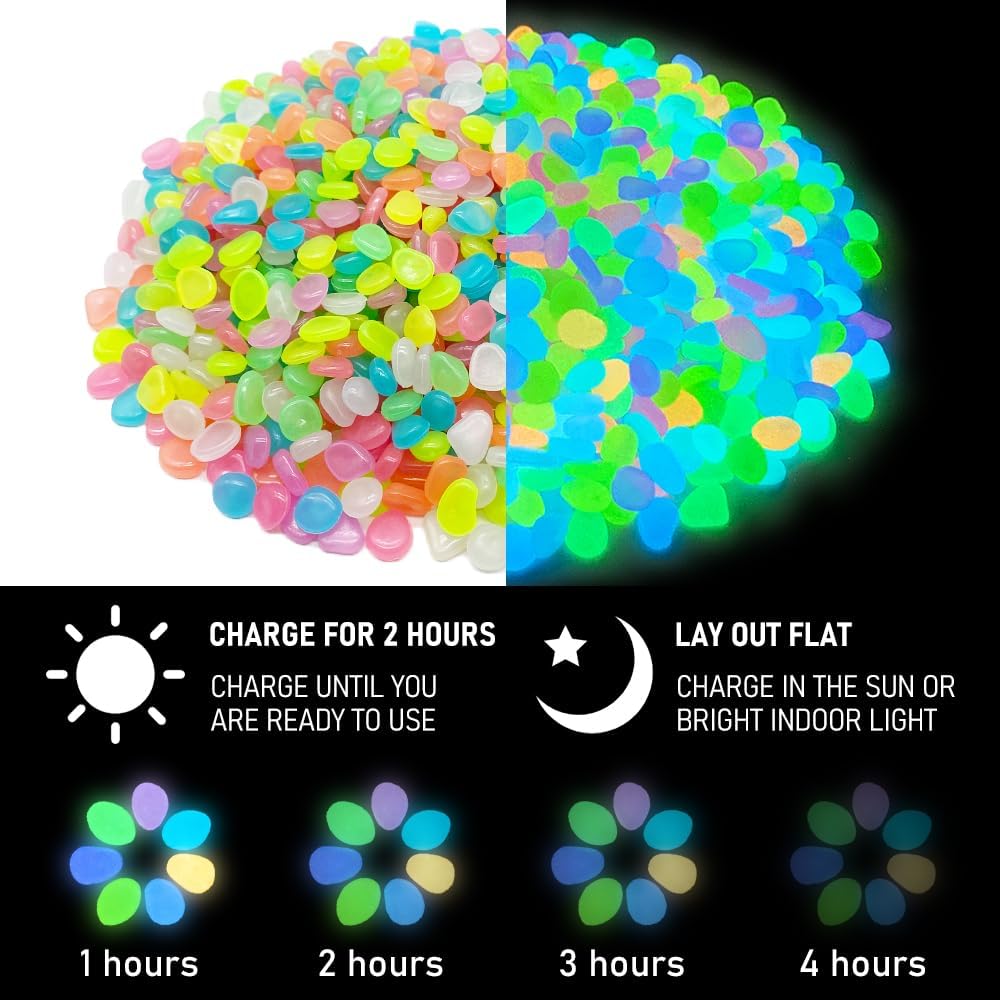 500 PCS Multi-Color Glow Pebbl - Aquarium Decoration Rock 评论和价格