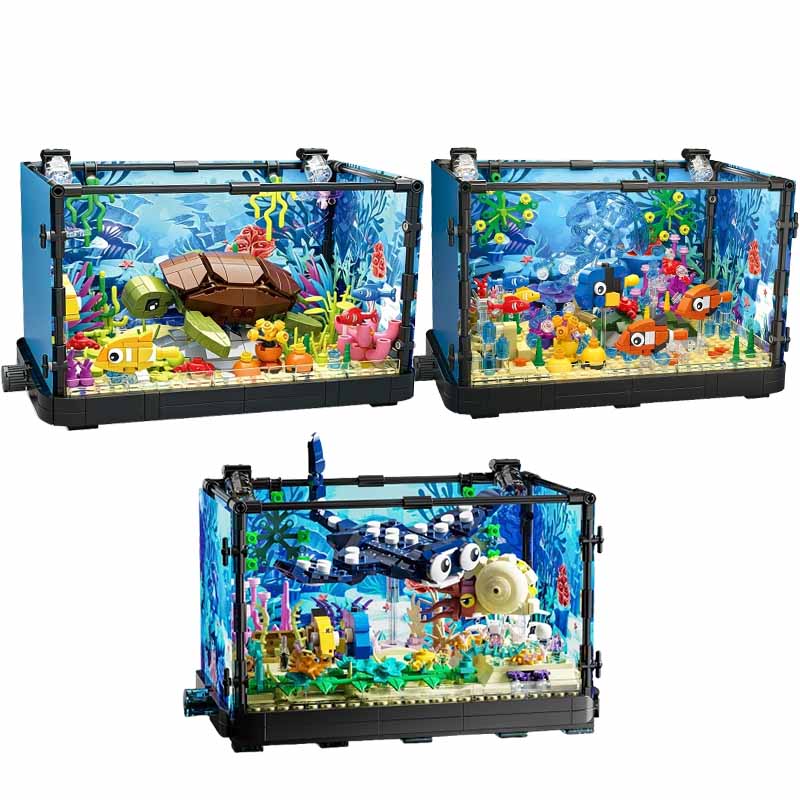 Fish Tank Building Block Set w - Aquarium Fish Light 评论和价格